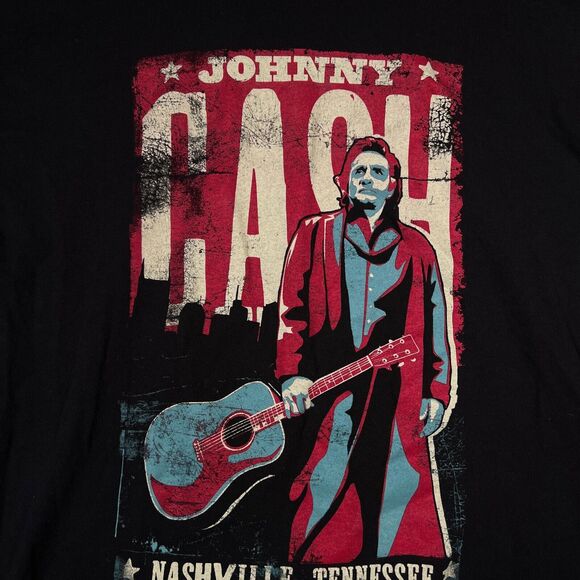 Vintage 2011 Johnny Cash at Nashville TN Folsom Prison Print T Shirt Men's 2XL - Picture 3 of 6